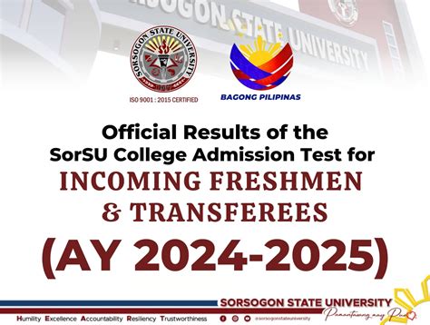 sorsogon state university entrance exam 2024-2025|Sorsogon State University .